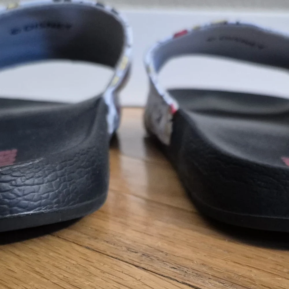 Disney Adult XL Men's 11 Mickey Mouse Slide Sandals - Black and White